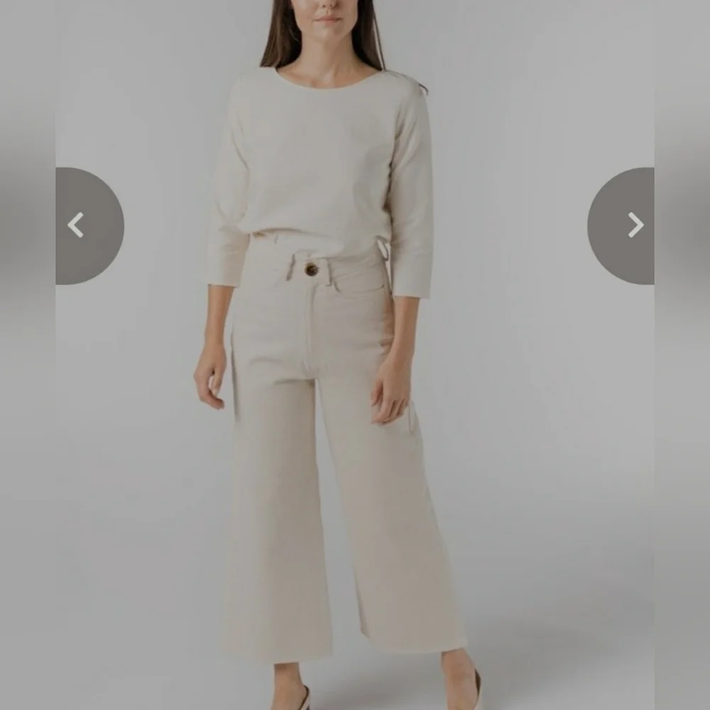 Tribe Alive Cream Wide Leg Jeans - Picture 13 of 15